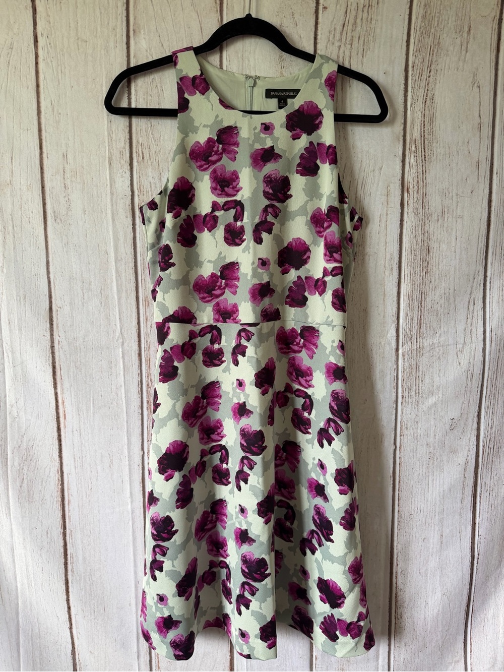 Banana Republic Purple Poppy Floral Fit-and-Flare Dress Size 4